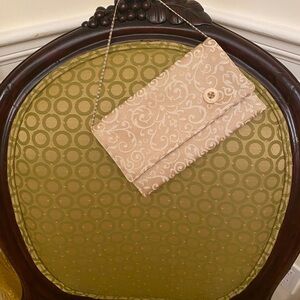 Cream Jacquard prom tote with chain handle
